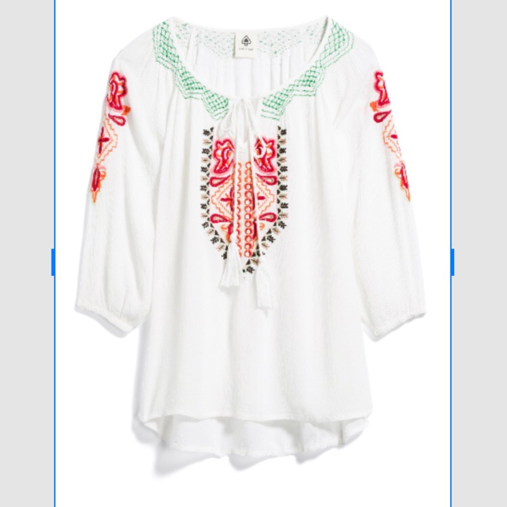 Embroidered “peasant “ top